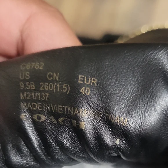 Coach Black Heeled Boots with Gold Trim - Picture 2 of 8